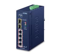 Planet IGS-624HPT Switch Industrial 4 Puertos PoE+ Gigabit 802.3at, 2 SFP 100/1000/2500X. IP30 para Entornos Extremos -40 a 75°C