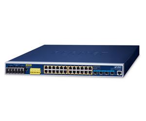 Planet IGS-6325-24UP4X IP30 19" Rack Mountable Industrial L3 Managed PoE Switch, 24-Port 10/100/1000T 95W 802.3bt PoE + 4-Port 10G SFP+ (-40 to 75 C, fanless design, 1440W PoE budget, 802.3bt/UPoE/For