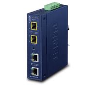 PLANET IGT-900-2T2S Convertidor Industrial Media, 2 Puertos SFP, Metal Azul IP30, Montaje DIN