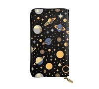 Planet in the Dark - Cartera larga de piel para niñas y mujeres con múltiples compartimentos, color negro, talla única, Black, Talla única