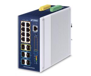 PLANET Industrial L3 8-Port Gestionado Gigabit Ethernet (10/100/1000) Energía sobre Ethernet (PoE) Aluminio, Azul
