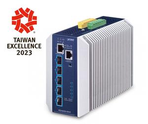 PLANET Industrial Layer 3 5-Port Gestionado L3 10G Ethernet (100/1000/10000) Aluminio, Azul