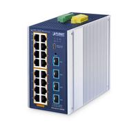 Planet IP30 Industrial L2+ 16-Port 10/100/1000T 802.3at PoE + 4-Port 10G SFP+ Managed Switch (-40~75 degree)
