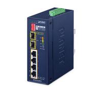 Planet IP40 Industrial 4-Port 10/100BASE-TX 802.3at PoE + 2-Port 1000BASE-X SFP Ring Ethernet Switch