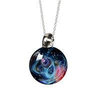 Planet Jewelry - Joyería de bola de cristal, collar para mujer, para el día de San Valentín, cumpleaños, amante del espacio, mejores amigas, niñas, colgante de bola de cristal de cielo cósmico, Refer