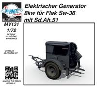 Planet Models MV131 - 1/72 Eléctrico Generador 8kw para Flak Sw-36) Con Sd.ah