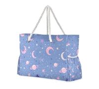 Planet of Peach and Blue Stars - Bolsas portátiles con cremallera y bolsillos laterales para artículos personales con bolsillos con cremallera