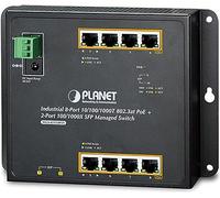 Planet PLANETIndustrial Conmutador de montaje de pared Gigabit PoE de 8 puertos y 2 puertos SFP Uplink gestionado -40/+75C Degrees
