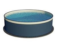 Planet Pool Piscina de pared redonda de acero, tamaño a elegir, 90 cm de profundidad, acero de 0,3 mm antracita, lámina de 0,2 mm de arena, superposición 350 x 90