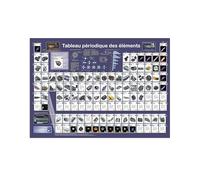 Planet Poster Editions Tabla periódica de los elementos DIN A1 | en francés | con número atómico, masa atómica y símbolo, para aula, oficina, oficina en casa, niños y habitaciones juveniles, 84,1 x