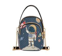 Planet Solar System Universe Astronaut Hello World - Bolso bandolera pequeño de cuero para mujer