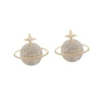 Planet Star Novelty Cardigan Collar Sweater Qipao Brooch Clothing Lapel Pin Shawl Clip Zinc Alloy Gold