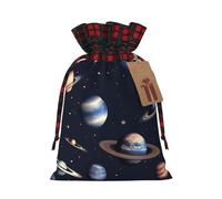Planet Stars and Milky Way Galaxy Print - Bolsa de regalo con cordón para Navidad, bolsas de Navidad, regalos de fiesta