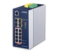 Planet Switch Industrial Gestionable IGS-5225-8P4S - Conmutador L2+ 8 Puertos Gigabit PoE+ 802.3at + 4 SFP, -40°C a 75°C, IP30, Ideal para Vigilancia y Redes Industriales