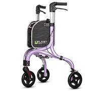 PLANET WALK Andador rodante de 3 ruedas para personas mayores, ultraligero y plegable para ancianos, ayuda de movilidad de tres ruedas de aluminio, morado brillante