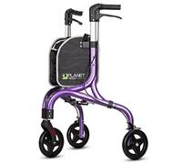 PLANET WALK Andador rodante de 3 ruedas para personas mayores, ultraligero y plegable para ancianos, ayuda de movilidad de tres ruedas de aluminio, morado oscuro