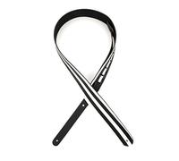 Planet Waves Black Racing Stripes L25W1402 2.5-Inch Leather Guitar Strap - White