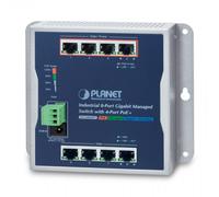 Planet IP30 8 Puerto gigabit Wall-Mount Switch de 4 Port 802.3 at PoE + Redundant Power 48 - 56 V DC de 40/+ 75 C