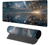 Planeta Alfombrilla Ratón Gaming 900x400x3mm, Alfombrilla Escritorio XXL Cielo Estrellado, Mouse Pad con Base de Goma, Protector Escritorio con Bordes Cosidos, Desk Mat para Gamer, Oficina, Q-1859