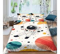 Planeta Astronauta Funda De Edredón 3 Piezas 3D Impresa Starry Sky Theme con Funda Almohada King（220x240cm） Microfibra Juego De Cama para para Niñosy Hombres