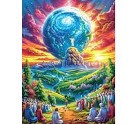Planeta azul gigante arremolinado con escena de peregrinación Puzzles 1000 Piezas Entretenimiento Familiar Paisaje de cuento de hadas en caricatura Rompecabezas 3D Para Familia Juguete Educativo Alivi