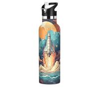 Planeta Cohete Espacial Universal Botella de Agua para Niños de Acero Inoxidable,Vaso Isotérmico de Vacío para Niñas Niños