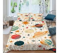 Planeta Estrella Funda Nordica Algodon 3 Piezas con Impresión En 3D Starry Sky Theme con 2 Fundas De Almohada King（220x240cm） 100% Microfibra Juego De Cama para