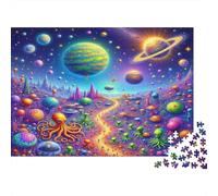 Planeta Extraterrestre fantasía Rompecabezas 1000 Piezas Desafío Imposible Juego Difícil Adultos Familia Ilustrados Regalo Familiar Papel 52x38cm/1000pcs