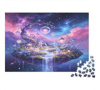 Planeta Flotante Fantasía Puzzle de 1000 Piezas Papel para Adultos Escena de Sueño Cósmico Juego de Puzzle 1000 Piezas Alivio Estrés Regalo Familiar 52x38cm/1000pcs