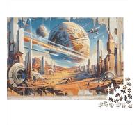 Planeta Futurista Ciudad Sci Fi Puzzle de 1000 Piezas Papel Puzzle para Adultos Paisaje Espacial Juego de Puzzle 1000 Piezas Relajación Decoración Regalo Hogar 52x38cm/1000pcs