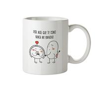 Planeta Gifts Taza San Valentín Croqueta y Empanadilla, Cerámica, Blanco, 8x10x10 cm