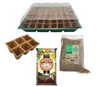 Planeta HUERTO | Kit de Siembra con Semillero L con Tapa, Bandejas Biodegradables, Sustrato y Vermiculita - Kit de Siembra Mini Invernadero Ideal para Germinar Semillas en Casa o Jardín