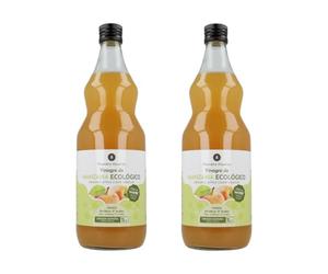 PLANETA HUERTO | Pack 2x Vinagre de manzana ECO crudo sin filtrar con la madre 1L - 5% Acidez, No pasteurizado, Vegano, Origen España