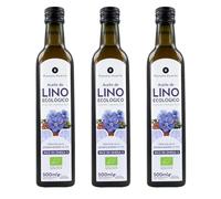 PLANETA HUERTO | Pack 3x Aceite de Lino Ecológico Prensado en Frío 500 ml, Fuente Natural de Omega 3 y Omega 6, 100% Puro, Sin Aditivos - Aceite de Lino Ideal para Ensaladas, Batidos y Dietas Veganas