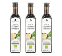 PLANETA HUERTO | Pack 3x Aceite de Sésamo Virgen 500 ml,100% Natural, Prensado en Frío, Rico en Omega 6 y Omega 9 - Aceite de Sésamo Apto para Cocina Asiática, Dietas Saludables y Cuidado de la Piel