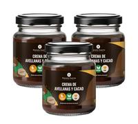 PLANETA HUERTO | Pack 3x Crema de Avellanas y Cacao Sin Azúcares Añadidos ECO 230 g - Crema Vegana, artesanal y ecológica, Con AOVE y eritritol, Alternativa saludable para untar o repostería