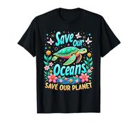 Planeta Salva nuestros océanos Tortuga marina Día de la Tierra 2025 Medio ambiente Camiseta