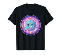 Planeta Sonriente Kawaii En Colorido Dibujos Animados Camiseta