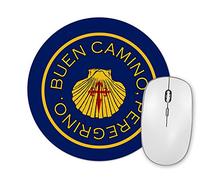 Planetacase Alfombrilla De Raton Camino de Santiago -Buen Camino Peregrino- Souvenir Recuerdo para PC Ordenador Forma Redonda 20 Cm