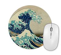 Planetacase - Alfombrilla de Ratón Hokusai La Gran Ola De Kanagawa - Obras De Arte Famosas - Superficie de Tejido Poliéster - Redonda, 20 cm