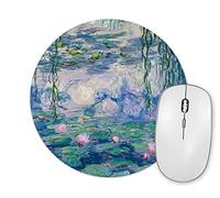 Planetacase - Alfombrilla de Ratón Jean Claude Monet Los Nenufares - Obras De Arte Famosas - Superficie de Tejido Poliéster - Redonda, 20 cm