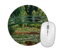 Planetacase - Alfombrilla de Ratón Jean Claude Monet Puente Japones - Obras De Arte Famosas - Superficie de Tejido Poliéster - Redonda, 20 cm