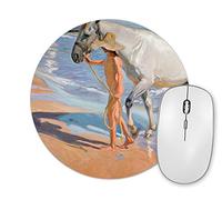 Planetacase - Alfombrilla de Ratón Joaquin Sorolla El baño del Caballo - Obras De Arte Famosas - Superficie de Tejido Poliéster - Redonda, 20 cm