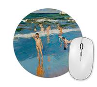 Planetacase - Alfombrilla de Ratón Joaquin Sorolla Niños En La Playa - Obras De Arte Famosas - Superficie de Tejido Poliéster - Redonda, 20 cm