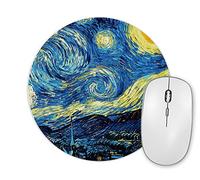Planetacase - Alfombrilla de Ratón Van Gogh La Noche Estrellada - Obras De Arte Famosas - Superficie de Tejido Poliéster - Redonda, 20 cm