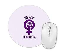 Planetacase - Alfombrilla De Ratón Yo Soy Feminista - Diseño Reivindicativo Forma Redonda 20 cm - Confort Máximo - Superficie Poliéster