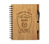 Planetacase - Cuaderno de Notas el Mejor albañil del Mundo - Libreta de Madera Natural con Boligrafo - Bloc de Notas A5 con 80 Hojas - Diseño Grabado en Bajorrelieve
