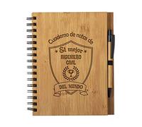 Planetacase - Cuaderno De Notas El Mejor Ingeniero Civil Del Mundo - Libreta Para Ingenieros De Madera Natural Con Boligrafo - Bloc de Notas A5 con 80 Hojas - Diseño Grabado en Bajorrelieve