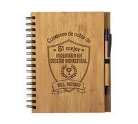 Planetacase - Cuaderno De Notas El Mejor Ingeniero En Diseño Industrial Del Mundo - Libreta Para Ingenieros De Madera Natural Con Boligrafo Regalo Original Tamaño A5