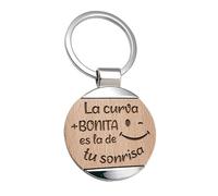 Planetacase - Llavero La Curva más Bonita es la de tu Sonrisa - Llavero Amor, Enamorados, Pareja - La Curva de tu Sonrisa - Frase Motivadora Unisex 40mm